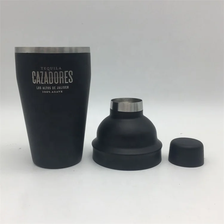 12oz/18oz Stainless Steel Bar Black Matte Painting Cocktail Martini Shaker Mixer With Customized Color&Laser Engraved Logo
