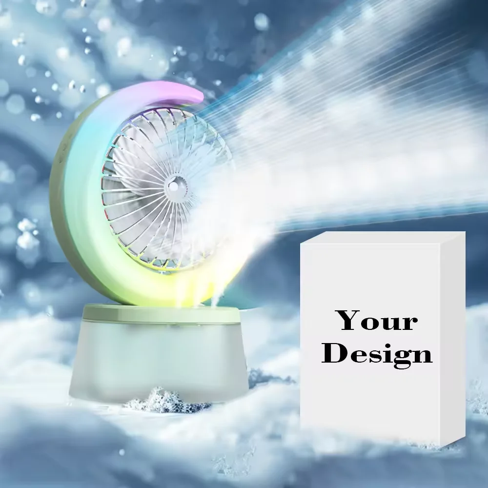 Mini Evaporative Air Cooler Personal Water Cooling Fan Spray Table Fan Portable Oscillating Water Fan With Colorful Led Light