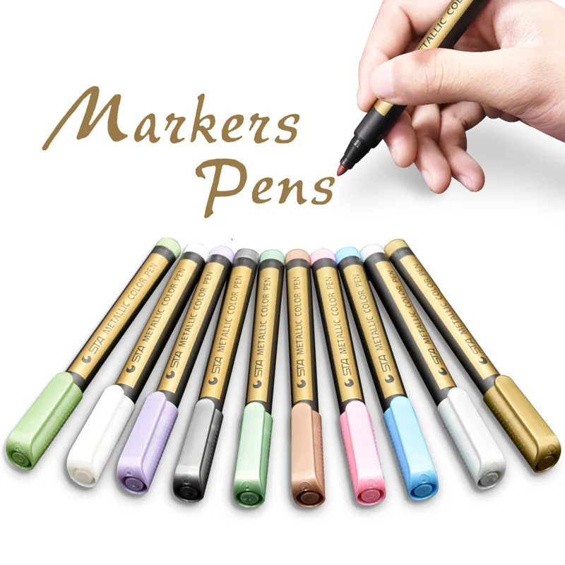 Ten Colors Metallic Permanent Doodle Graffiti Paint Marker Pen  Medium Tip