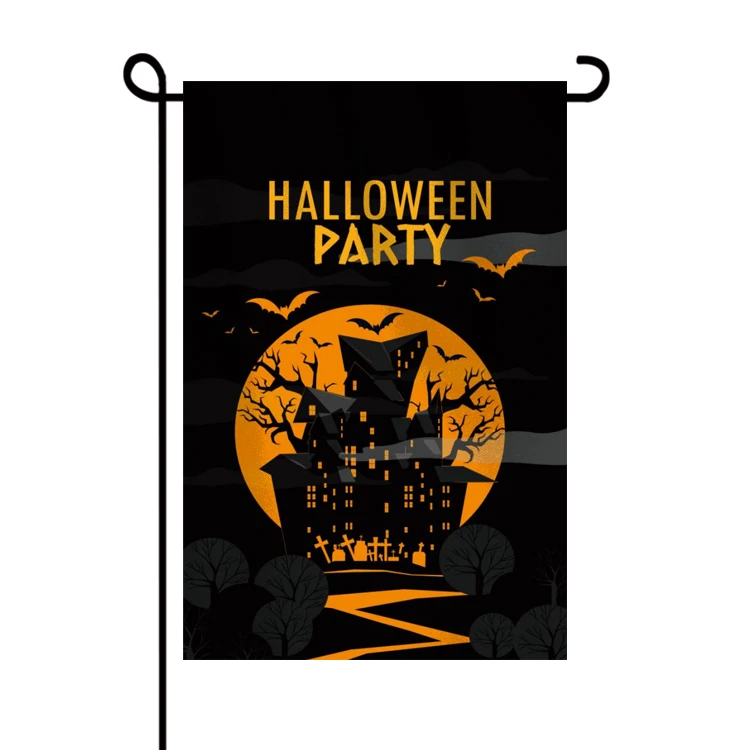 Halloween Garden Flags Double-Sided Welcome Sign Vertical Skeleton Boo Ghost Happy Halloween Decorative Shelf Flags
