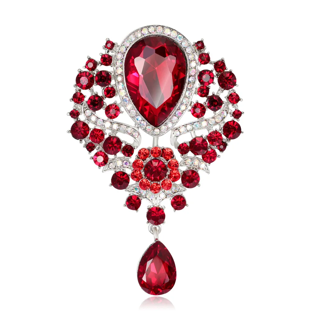 Luxury fashion multicolor crystal rhinestone crown brooch for women