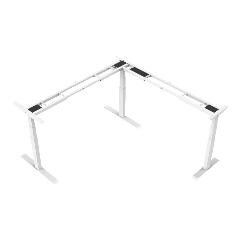 L shape dual motor electric lifting desk sit standing height adjustable desk with for minimalist office