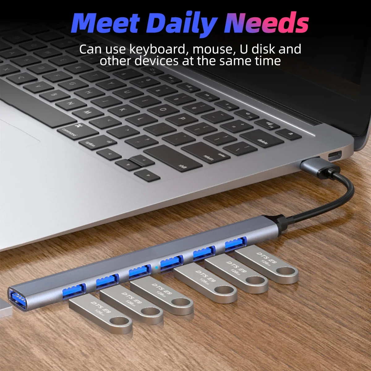 Type-C to 7 port usb hub Aluminum alloy four-port USB cable splitter Usb3.0 type c hub Usb c hub