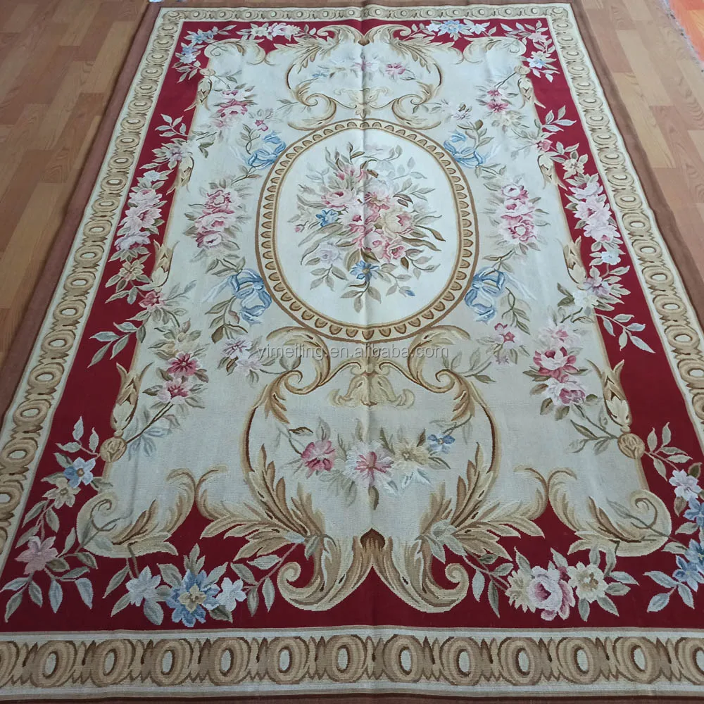 Коврики Aubusson из французской китайской шерсти ручной работы с узлом сверхбольшого размера 12x18, 8x10, пасторальные романтические светло-зеленые розовые цветочные