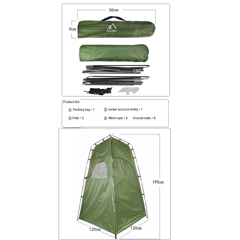 Outdoor Portable Mobile Toilet with Fully Shaded Shower Tent Waterproof Oxford Fabric for  Changing Clothes Bathing