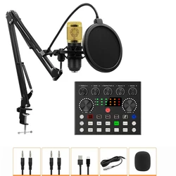 Professional V8S Live Sound Card&mixer Accessories Set Audio Usb Sound Cards BM800 Condenser Studio Microphone Streaming Podcast