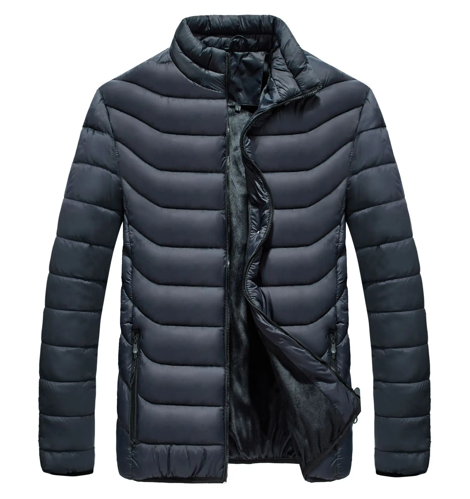 Мужская зимняя Классическая куртка, оптовая продажа, многослойная верхняя одежда с плотной подкладкой, зимняя куртка, Мужская одежда, черная Повседневная флисовая подкладка