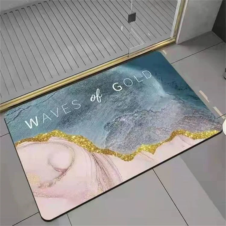 Marble Pattern Printing Quick Drying Bathroom Mat Home Decoration Absorbent Diatom Mud Bath Mat