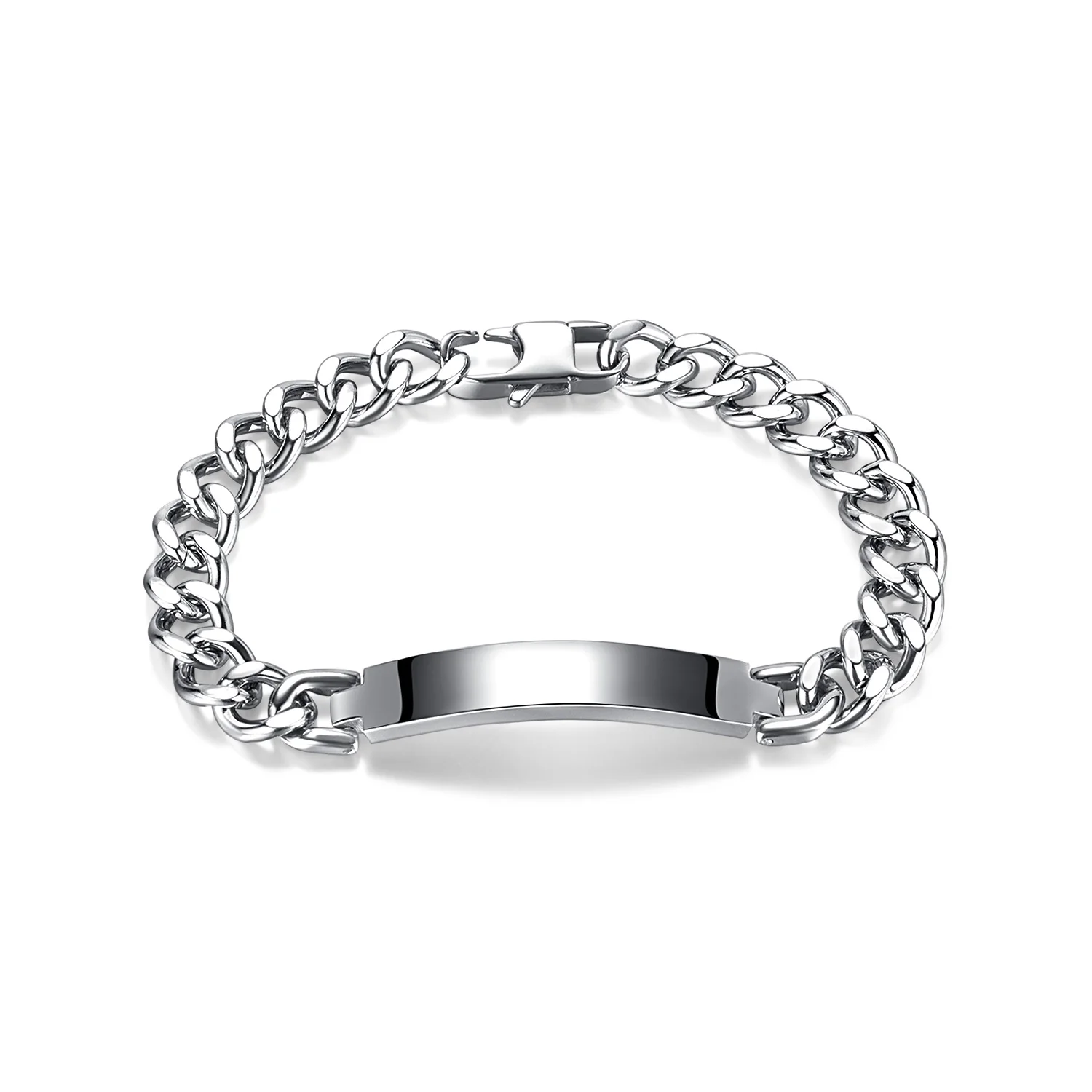 New His & Hers Stainless Steel Quote Engraved Bracelet Custom Couple Cuban Link Chain Wristband Metal Blanks to Engrave Bracelet