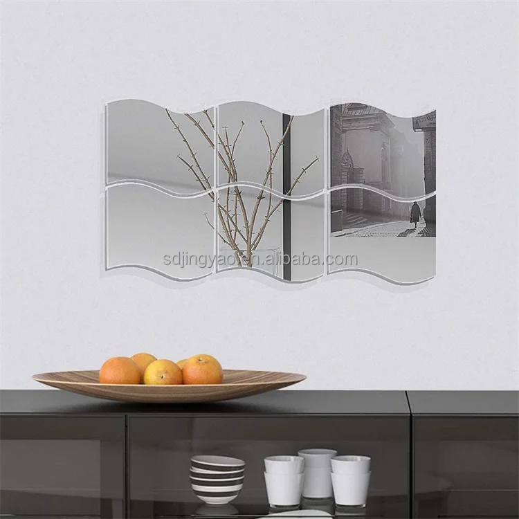 cheap price high quality HD frameless wave S shaped mirror, Wholesale decorative frameless HD mirrors decor wall and furnitures
