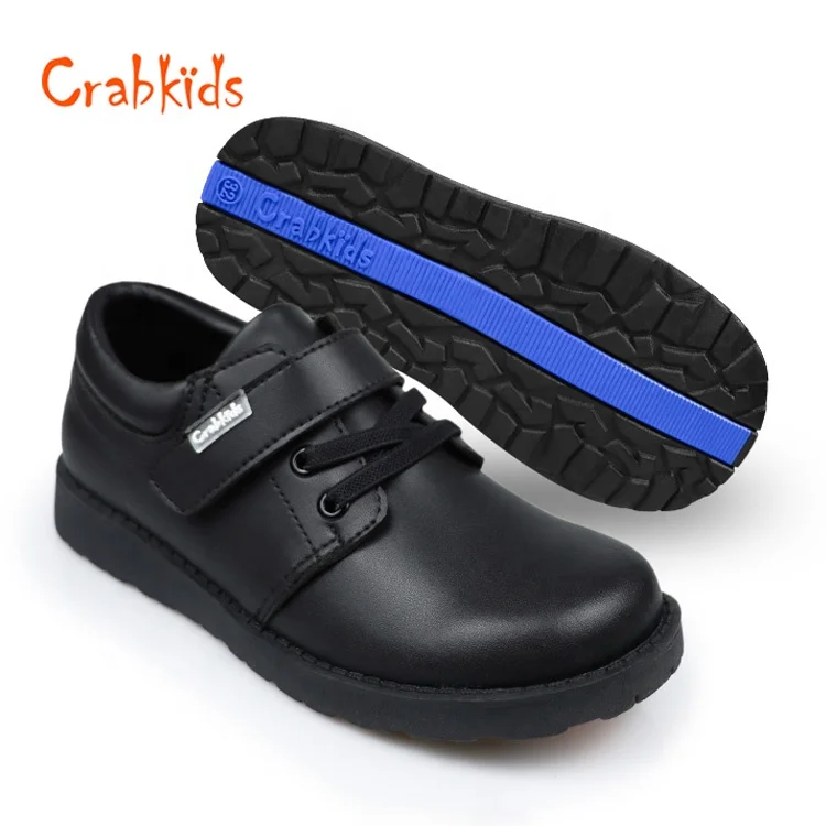Crabkids Factory Black Leather Boys School Shoes Wholesale Price School Shoes for Boys