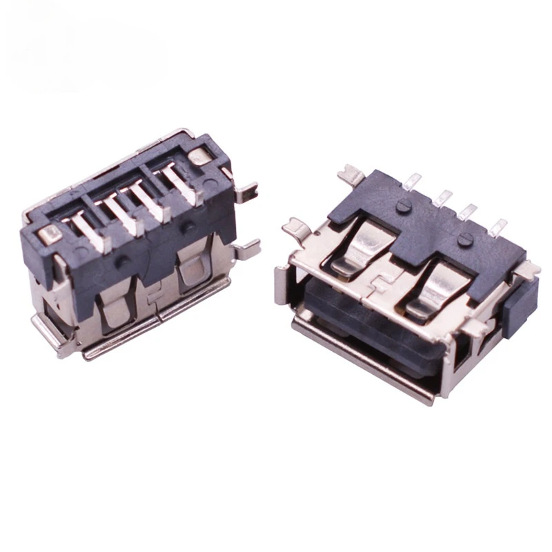 SMD USB Type A Female jack 4 pins AF 10.0 PCB Mount Socket Connector Black Roll mouth