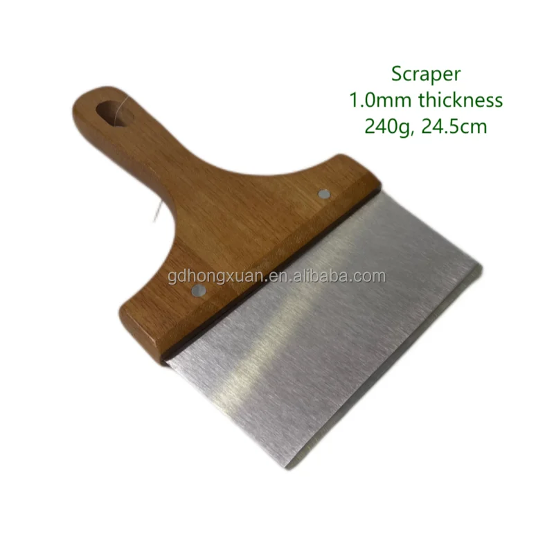 Solid wooden handle grilling teppanyaki tools set extra thick spatula scraper tongs stainless steel  hamburger pizza turner