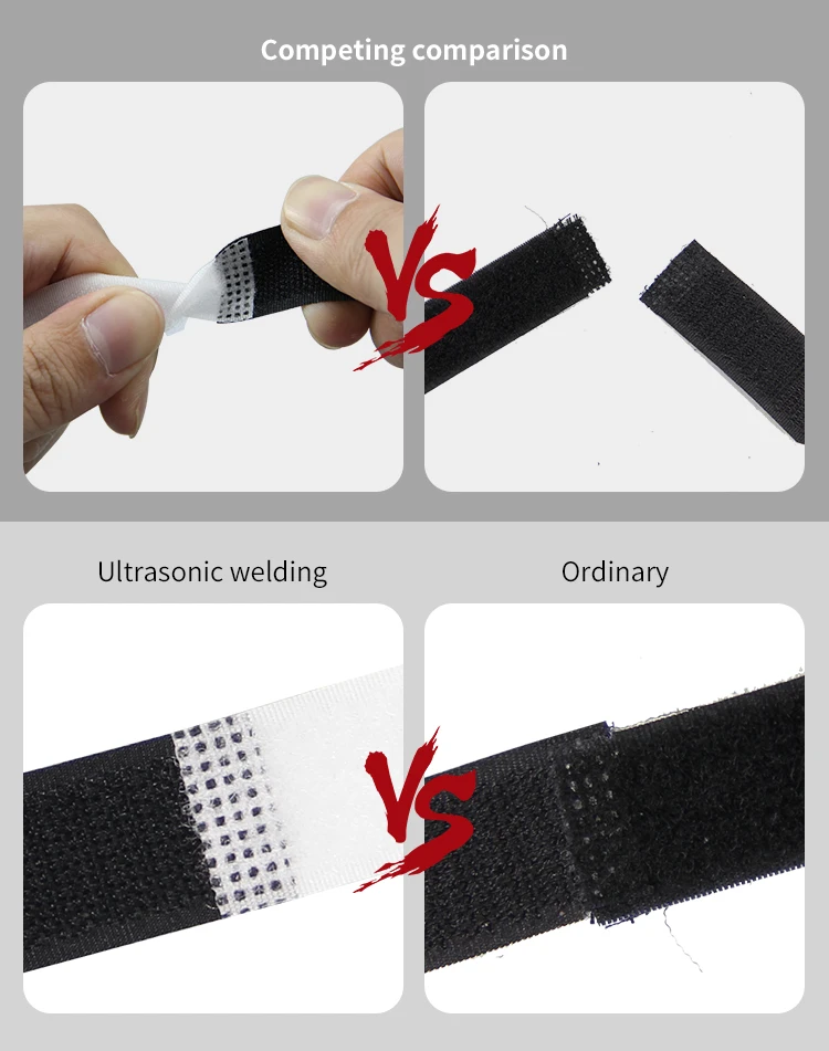 20*300mm Customized Storage Strap Eco-friendly Velcroes Strap Colored Self Adhesive Hook and Loop with Plastic Buckle Black Free