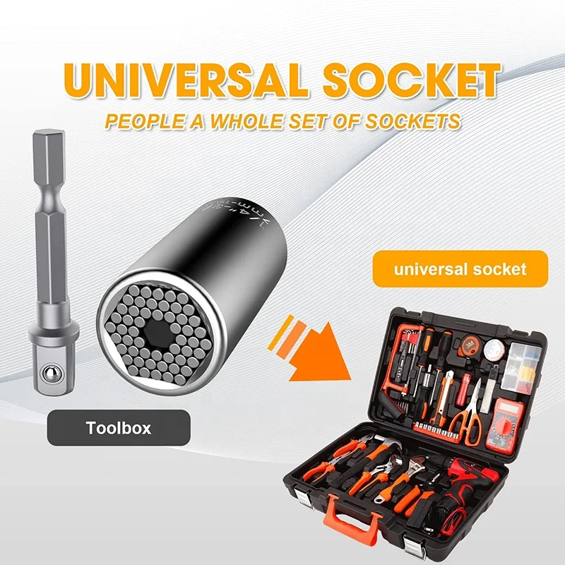 Многофункциональный набор инструментов с храповым механизмом 7 мм-19 мм, универсальная втулка, адаптер для электрической дрели, торцевой Универсальный торцевой ключ