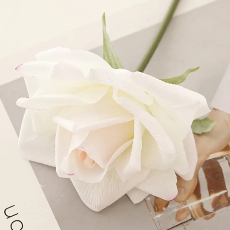 Real Touch Ivory Rose Latex Long Lasting Wedding Red Artificial Rose Flower For Decorative flower Arrangements