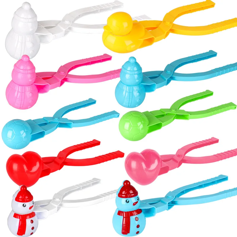 Winter game kids toy snowball clip fights game quick flexible simple heart duck shape snow ball maker