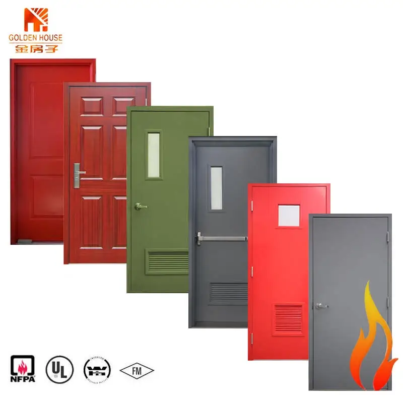 UL/WH certificate 45/90/180 minutes fireproof steel door American standard metal fire rated Doors