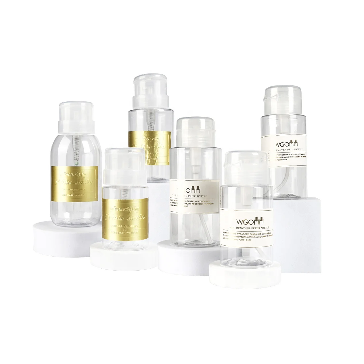 100-300ML Nail Polish Remover Pump Dispenser Bottles Press Pump Dispenser Empty Plastic Nail Bottle Manicure Empty Bottle