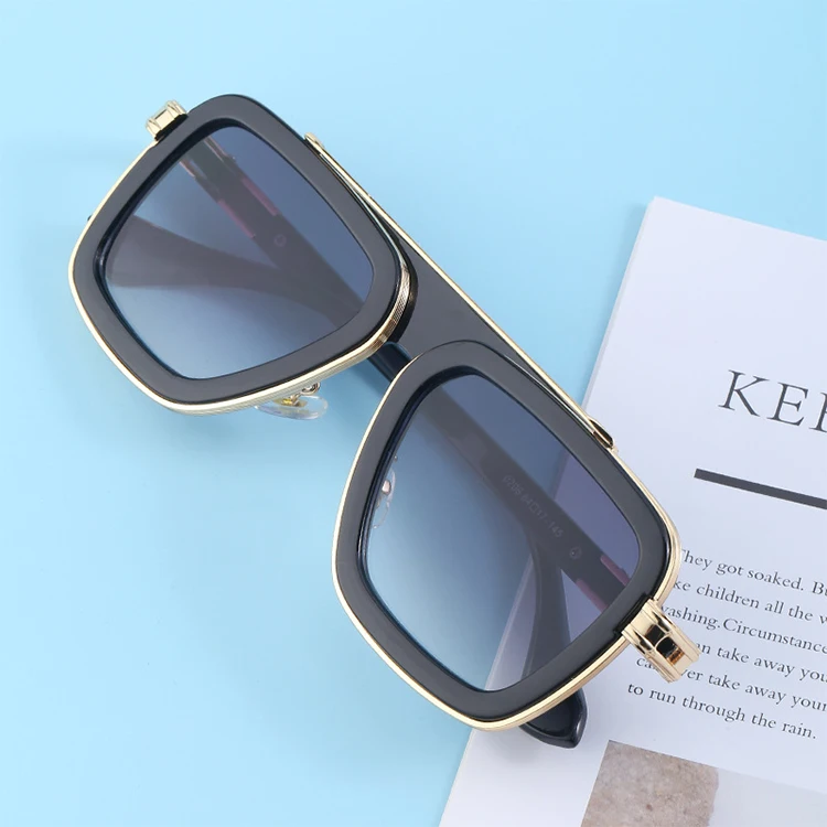 High Quality Square Frame Women Sun Glasses UV400 Brand Design Vintage Pilot Metal Men Shade Sunglasses