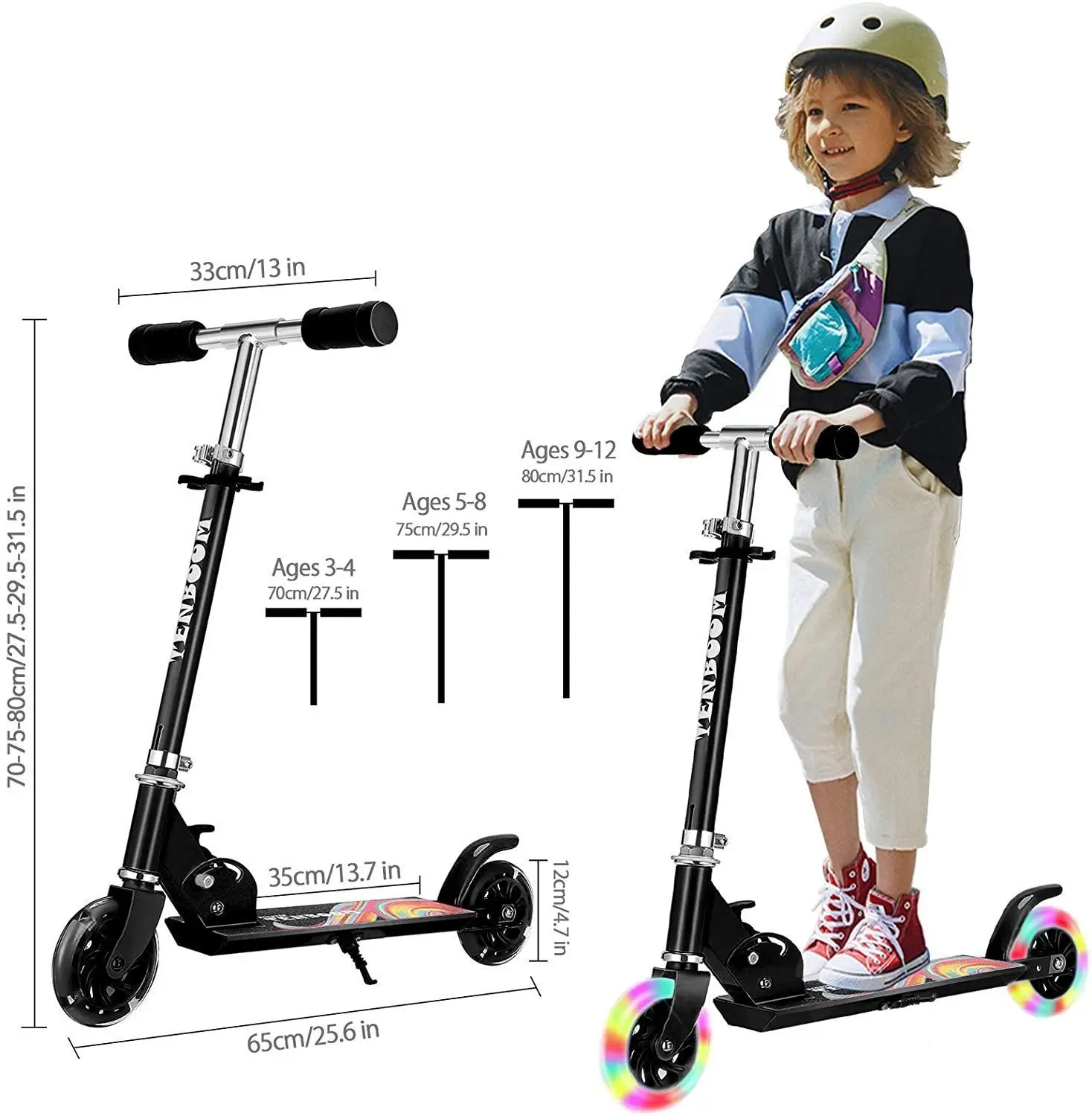 Factory price kid scooter aluminum 2 wheel child folding adjustable electric kid kick scooter with pu flashing