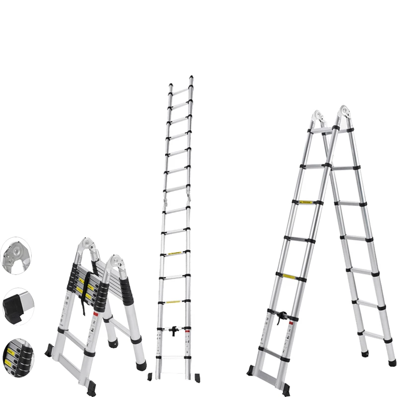 Extension telescopic compact folding ladder aluminum step stair factory price