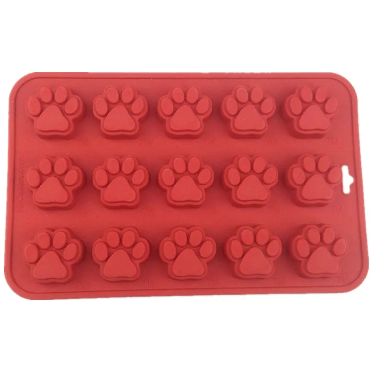 Food grade puppy pet treat mold dog bone shape silicone ice cube tray Silicone bone paws baking mold