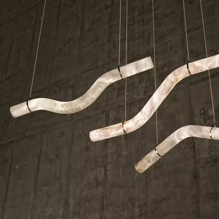 Strip Alabaster Living Room Minimalist Lamp Dining Room Plaster Chandelier Decorative Led Pendant Lights