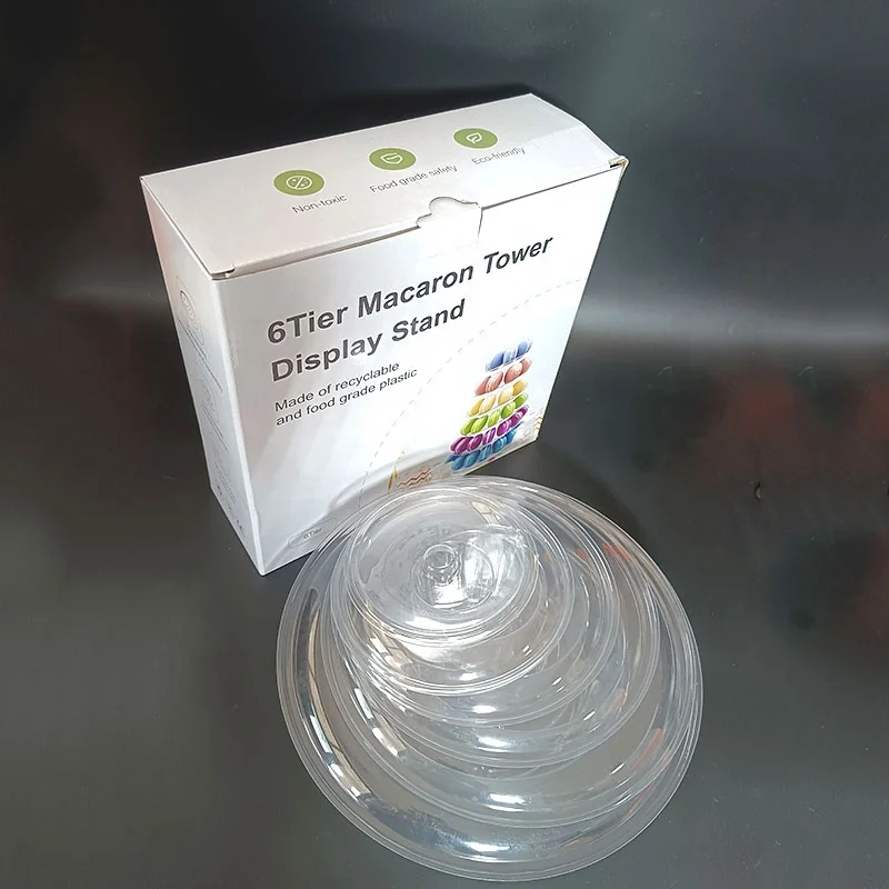PET round acrylic cupcake  food grade plastic 6 tiers macaron tower display stand for event party dessert display rack