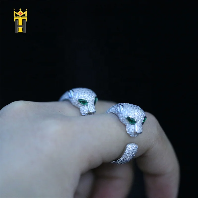 Factory wholesale men women gold plated hip hop iced out animal head punk ring