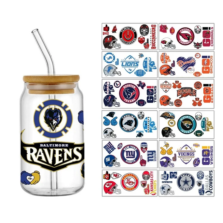 Customizable UV DTF prints for Libbey 16oz glass cold peeling UV printings crystal stickers can mug tubler bottle wraps