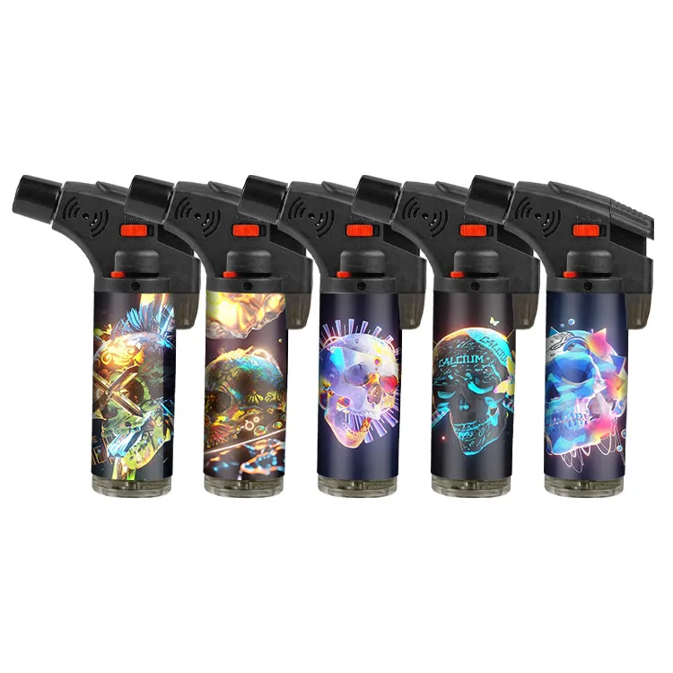 2022 New Arrives Wholesale Cool Logos Windproof Refill BBQ Jet Torch Custom Slant Lighters for