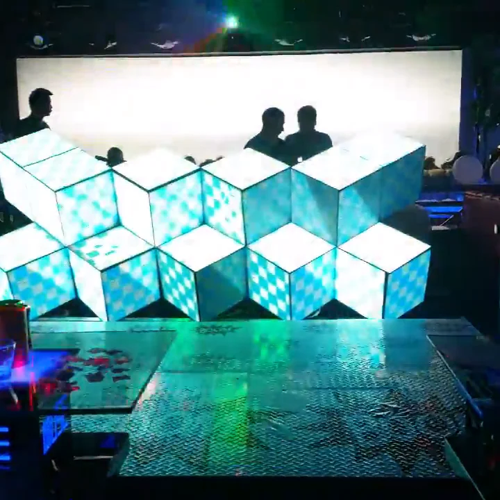 Индивидуальный Лучший светодиодный P5 видео Dj стенд 3D Портативный фасадный стенд для ночного клуба фон dj стол