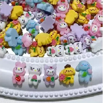 2023 Korea Kawaii Bear Rabbit Elephant Cat Flat Back Resin Cabochon For Hair Bow Center DIY resin charms