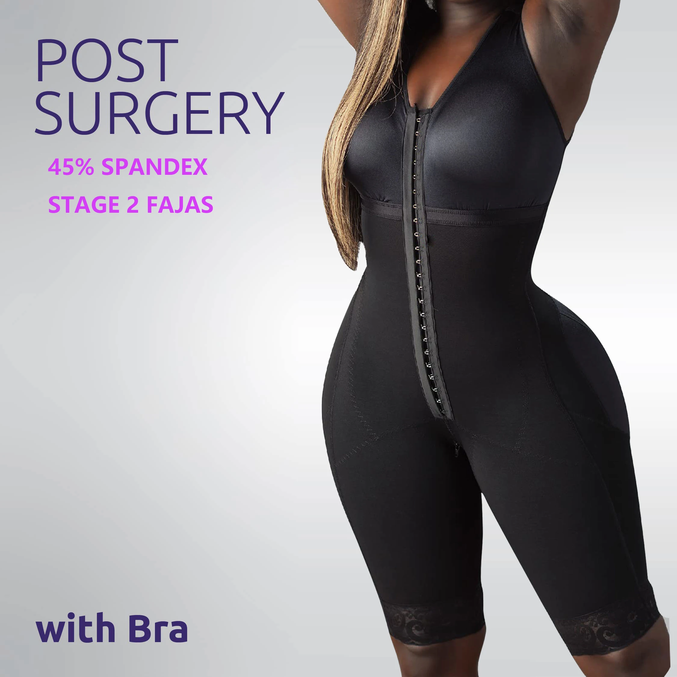 After Surgery Surgical Compression Garments Shapewear Bodysuit Post Op Stage 2 Bbl Full Body Shaper Open Crotch Faja Colombiana