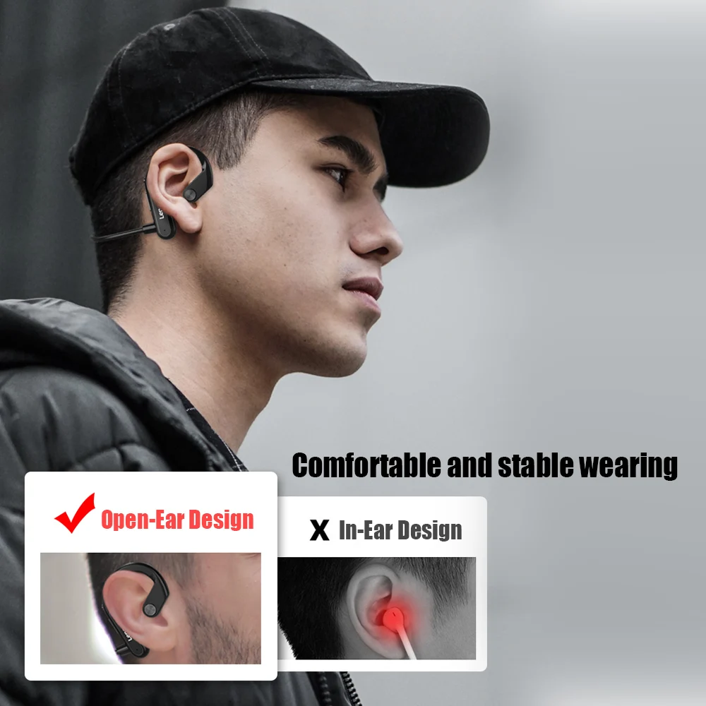 Lenovo X3 BT5.0 Sports Sweatproof Wireless Headphones Ear Bone Conduction Headphones for Mobile Phones