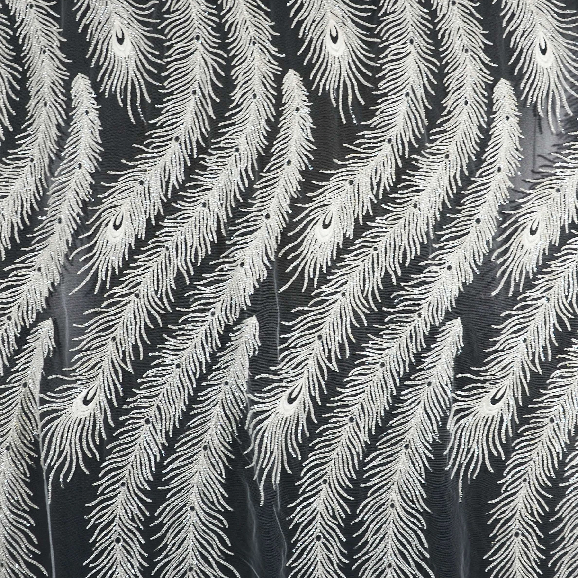 3D Lace fabric Peacock feather design High quality lace fabric with shiny sequin and bead