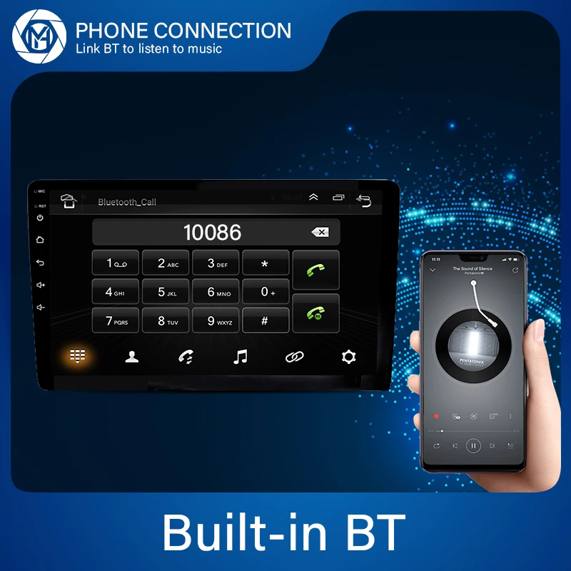 10.1' Autoradio 2 Din Android Car Radio Stereo 2Din HD 2.5D Tempered Glass Touch Screen Car Video WIFI GPS BT