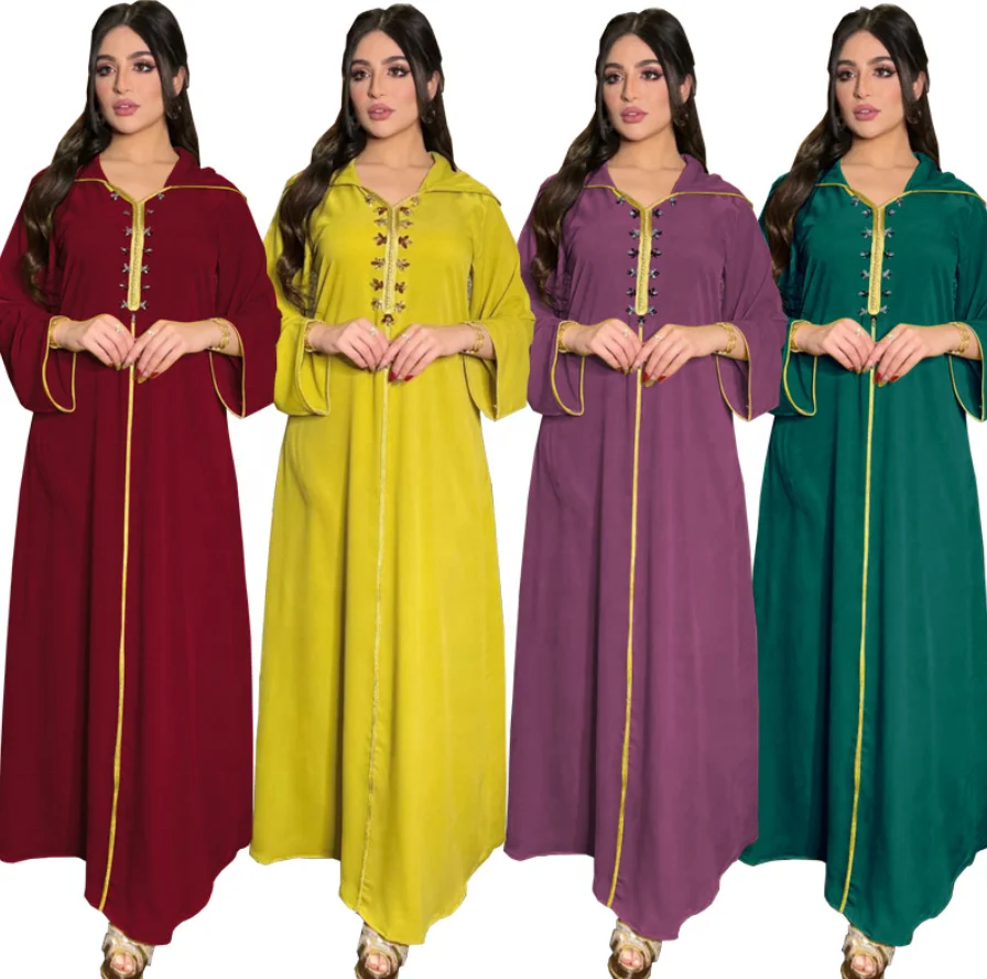 Wholesale Islamic Clothing Muslim Jalaba Ramadan Dresses Dubai Beads Jalabiya kaftan abaya islamic clothing for Women