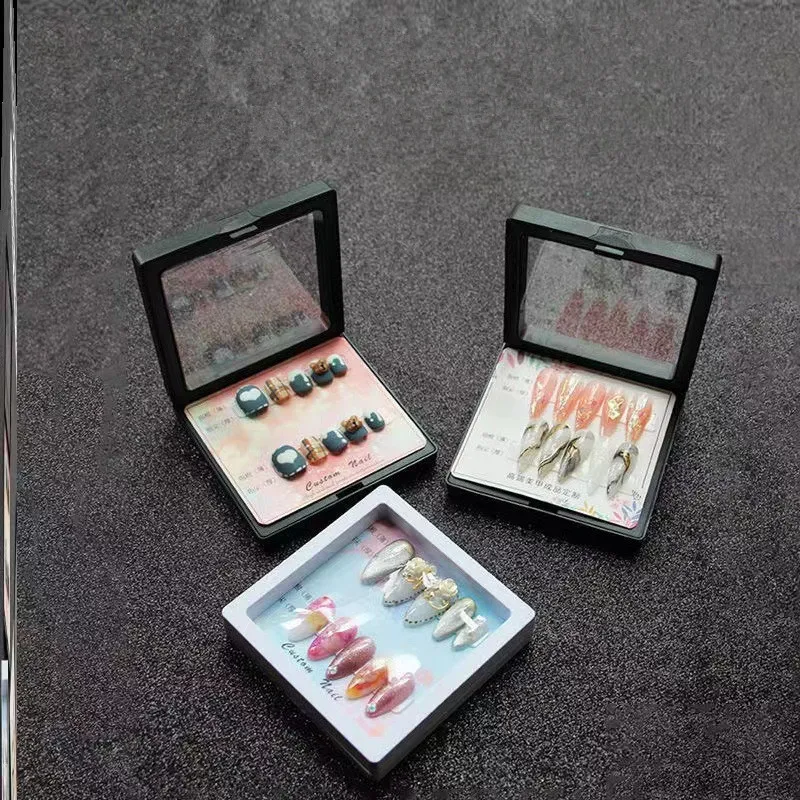 2024 Luxury Designs Long Handmade Gel Press On Nail False Artificial Fingernails Full Cover Bling Nail with Hanging Membrane Box