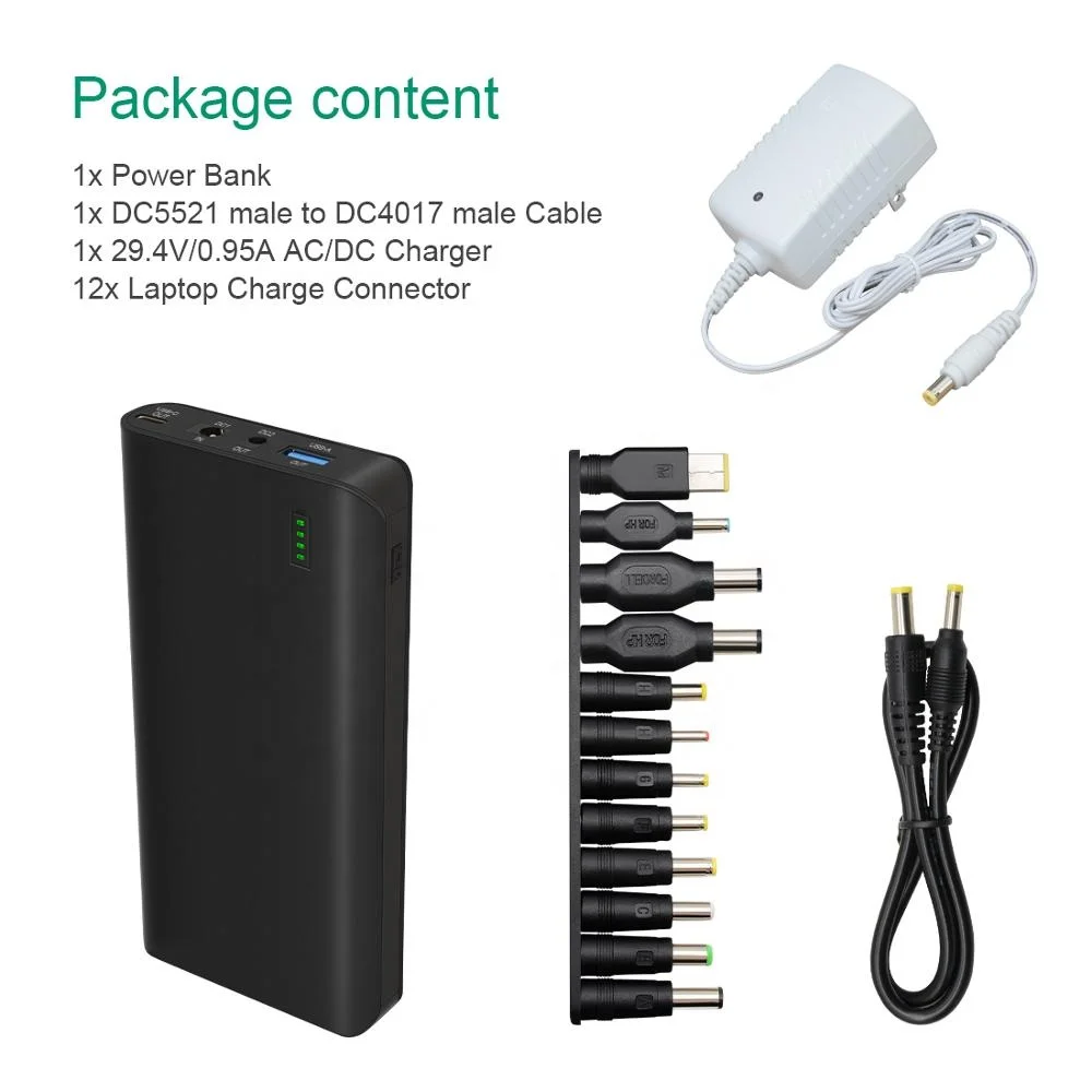 USB Universal Best Portable Factory Custom Wholesale Lithium Ion Battery Type C DC 17500mAh 20000mAh Power Bank Laptop