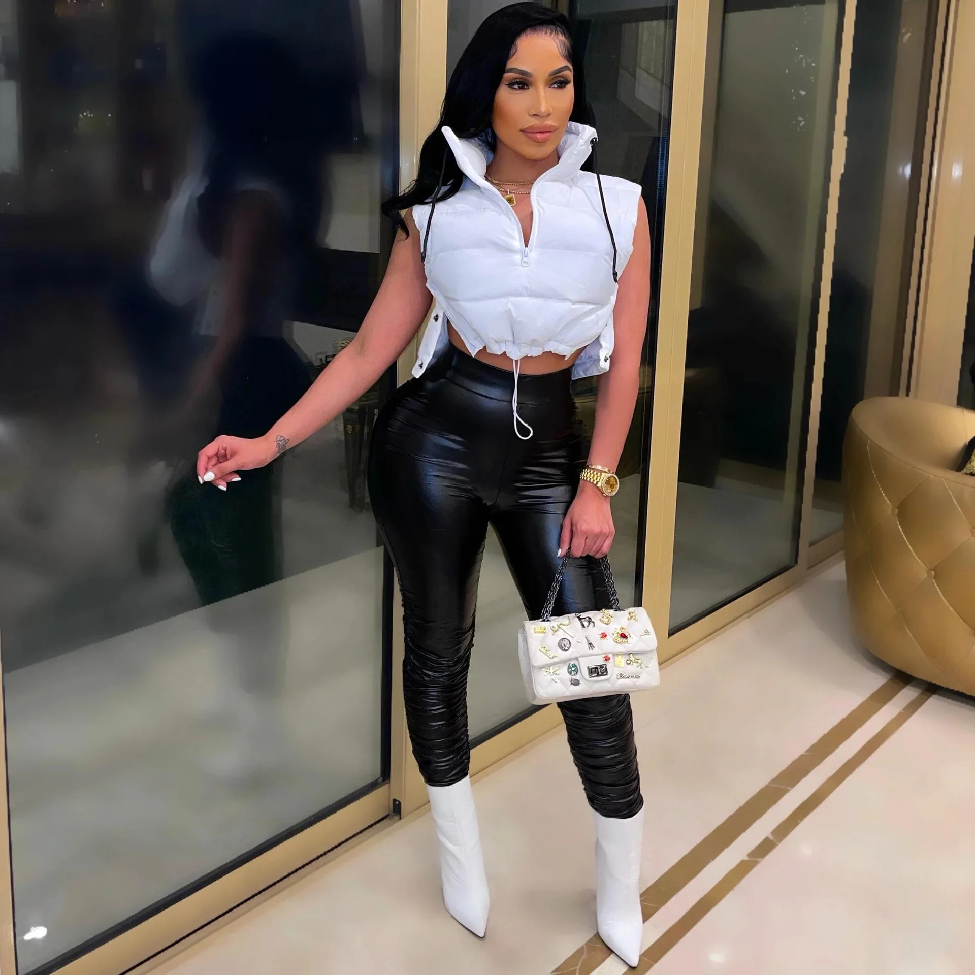 2022 женское пузырьковое пальто с индивидуальным логотипом, повседневное короткое пуховое пальто на молнии, пуховая куртка