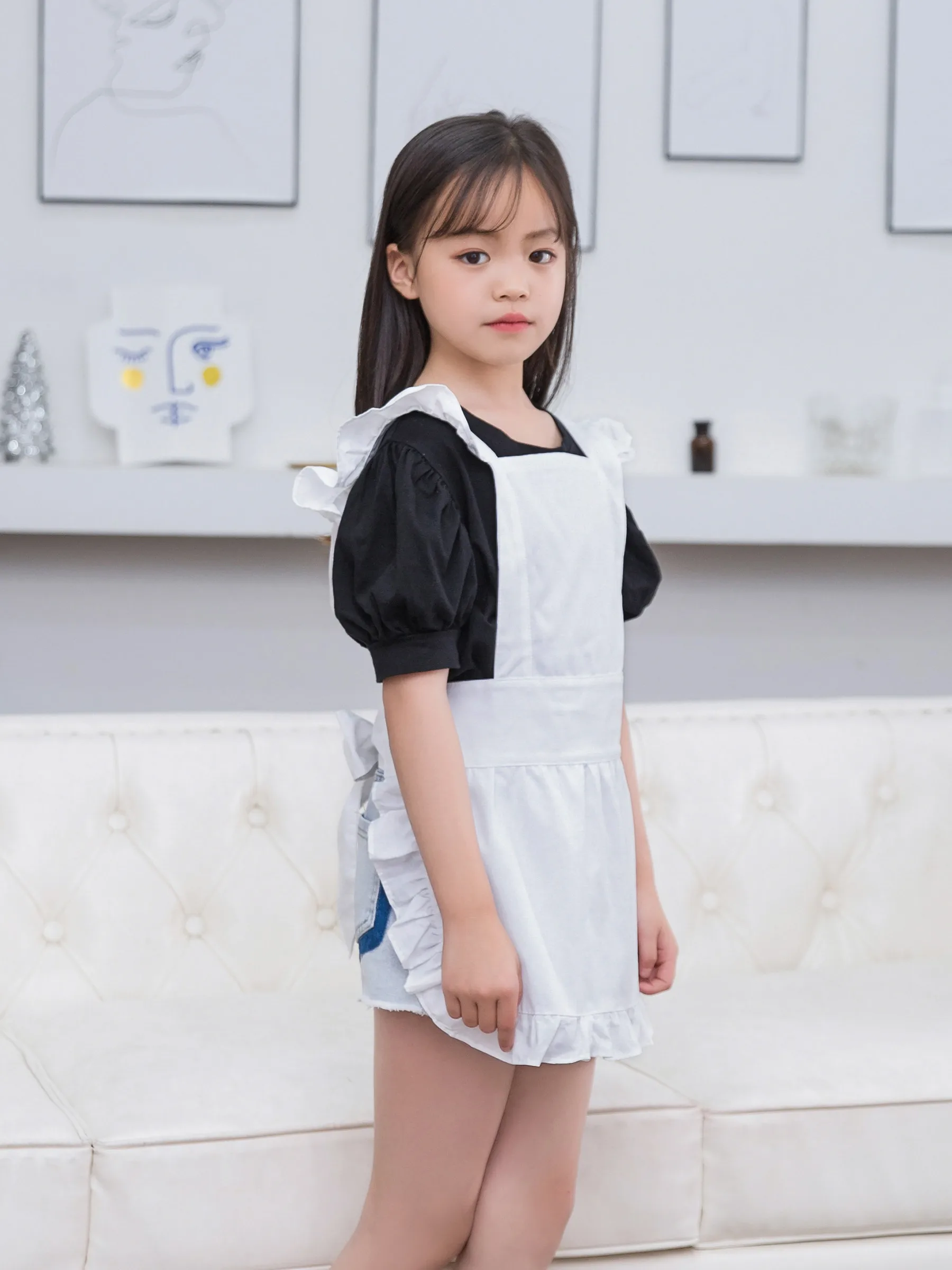 Wholesale Price Clear Cotton Restaurant Kitchen Chef Children white lace apron