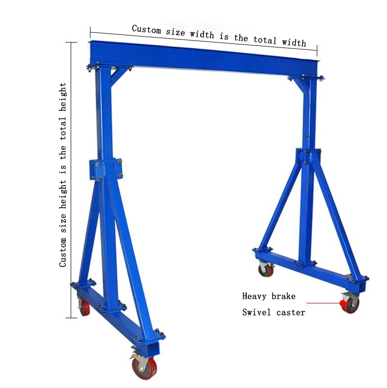 Aluminum Portal Gantry Crane with Flat Hand Push Trolley and Manual Puller Hoist