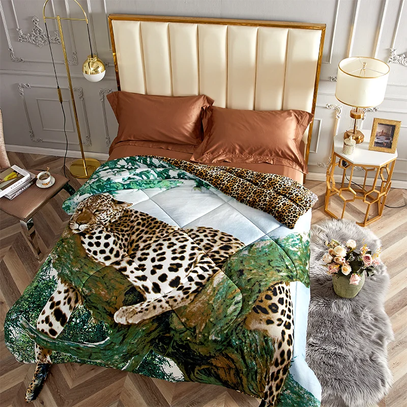 
 Животное Дерево Леопард Внешняя торговля Европа и Америка простыня стеганое одеяло 3D цифровая печать студенческое общежитие три штуки  