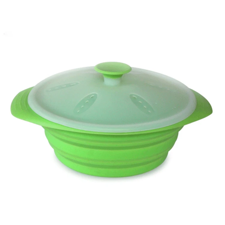 
Food Grade Silica Gel Folding Steamer With Cover High Temperature Resistant Portable Kitchen Products Silica Gel Kitchenware 