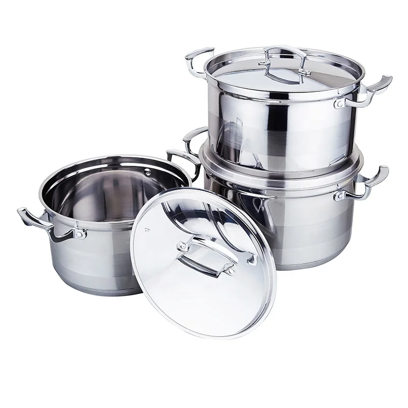 ELERANBE 12pcs Stainless Steel Cookware Sets pots and pans Factory wholesale Cheaper finer Saucepan frying pan Logo custom OEM
