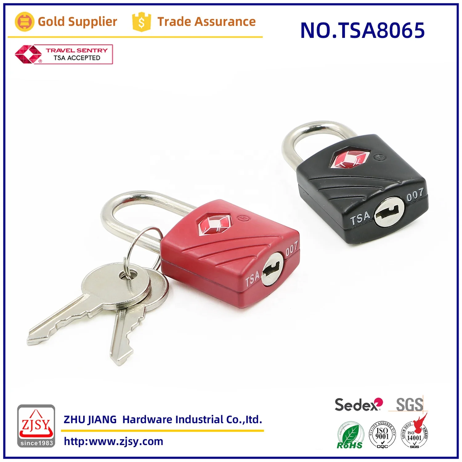 Tsa8065 high quality zinc alloy Mini backpack lock 007 customs TSA key padlock