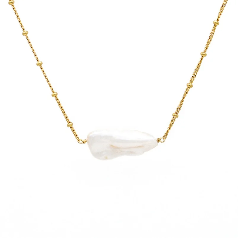 Gemnel модная женская 925 Серебряная подвеска из 18-каратного золота с жемчугом в стиле барокко спутниковая цепочка Ожерелье