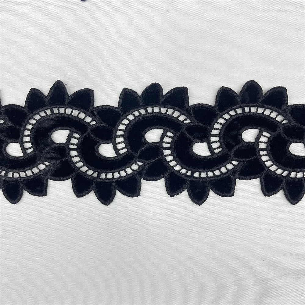 High quality custom water soluble embroidery lace trim just a trim Sewing for dresses/bag/neck/shoes